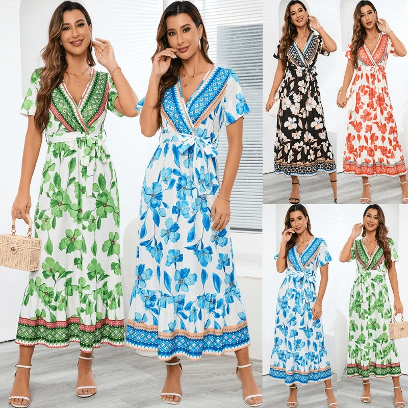 Price Cut Boho-Chic Vintage Print Beach Wedding Dress