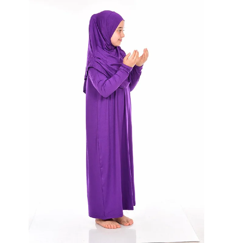 Instant Discount Modest Muslim Girl’s Practical One Piece Prayer Dress - Rich Purple Instant Discount Modest Muslim Girl’s Practical One Piece Prayer Dress - Rich Purple