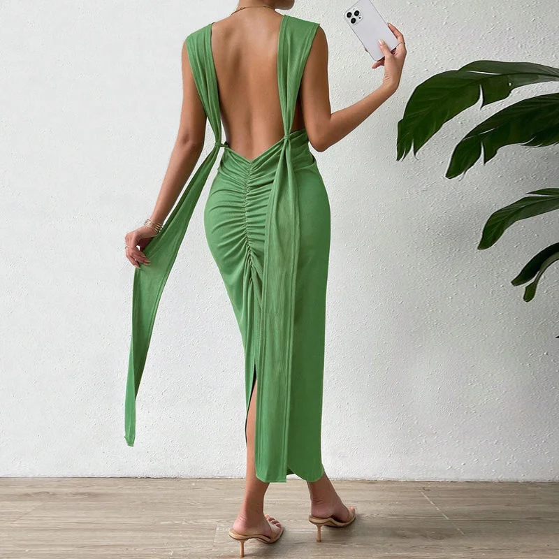 Stock Up and Save Sensual Backless Spaghetti Strap Party Dress