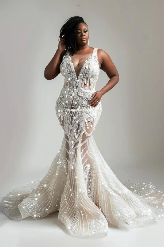 Weekend Special Everleigh  Loverxu White Mermaid Gown  Wedding Dress