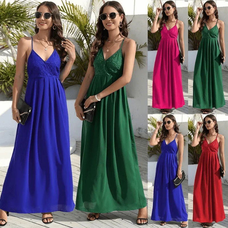 Price Fest Lace Cross Strap Slim Fit Evening Gown Dress