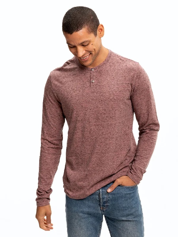 Deep Discounts Braeden Black Fleck Long Sleeve Triblend Henley