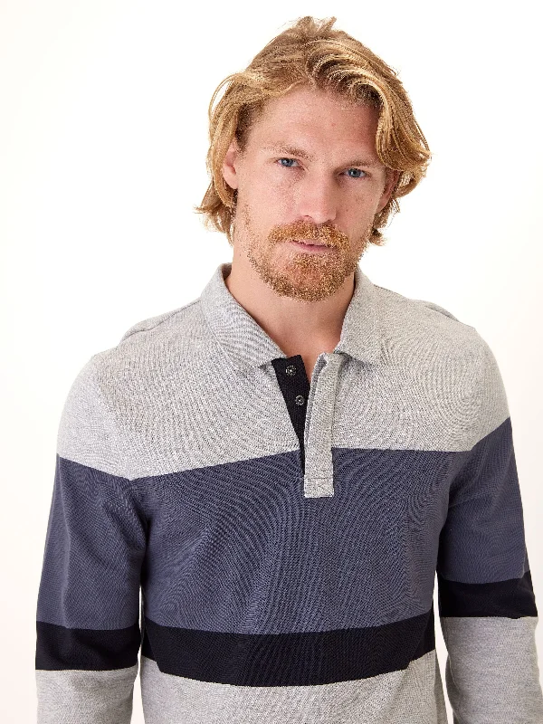 Value Deals Jabari Pique Colorblock Stripe LS Polo