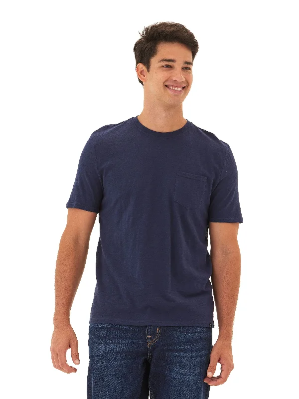 Shop and Save Slub Jersey Crew Neck Pocket Tee