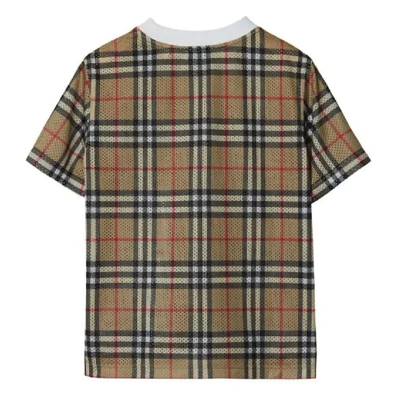 Special Savings Beige Check Mesh T-shirt