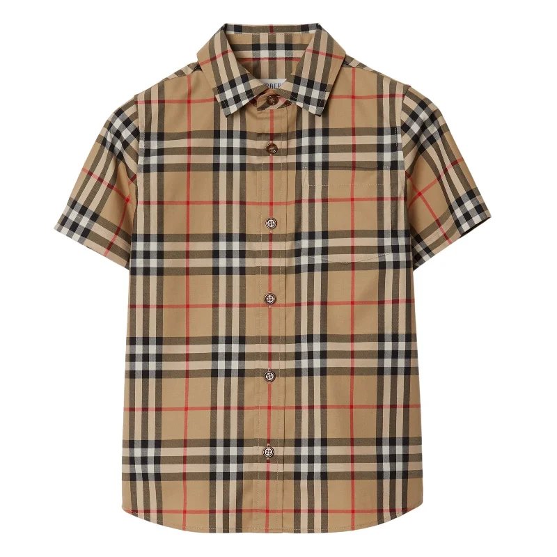 Flash Deals Beige Vintage Check Cotton Shirt