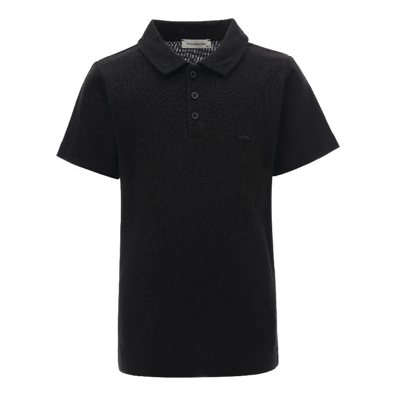 Best Seller Black Solid Logo Polo