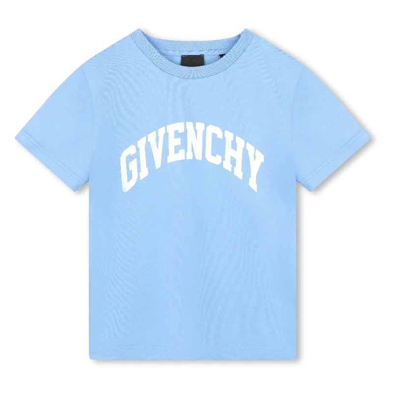 Super Bargain Blue Logo Stamp Cotton T-Shirt