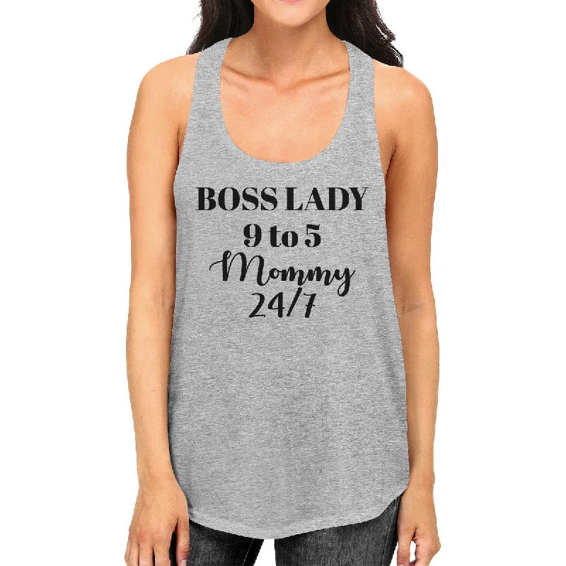 Limited Time Discount Boss Lady Mommy Women's Grey Sleeveless Shirt Funny Gift For Wife