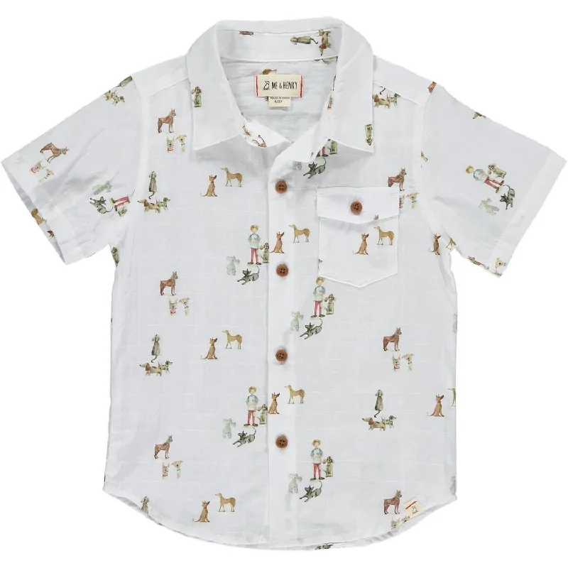 Price Meltdown Boys Henry Button Down Shirt In White