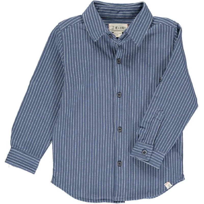 Savings Bonanza Boys Jersey Knit Button Down Shirt In Blue