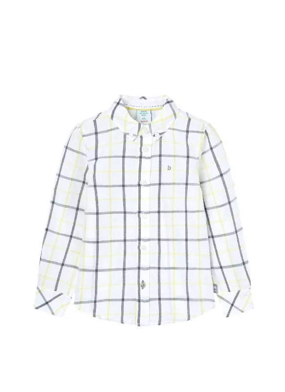 Instant Savings Boys' Long Sleeve Linen Shirt In Checks