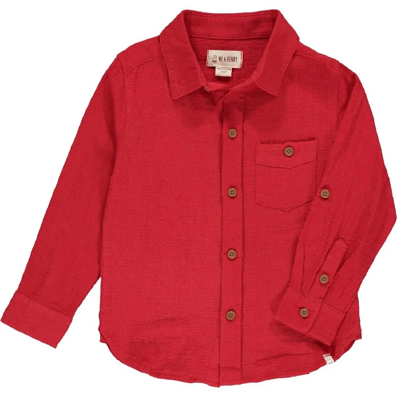 Deal Mania Boys Merchant Button Down Shirt In Red