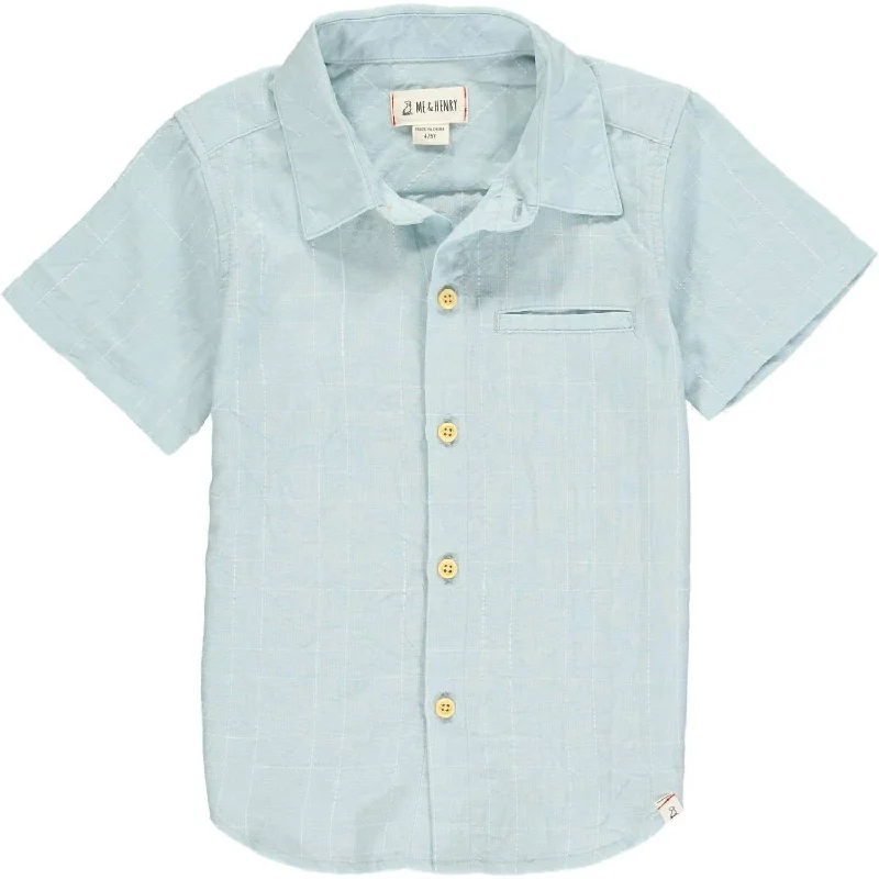 Limited Availability Boy's Newport Button Down Shirt In Blue Grid