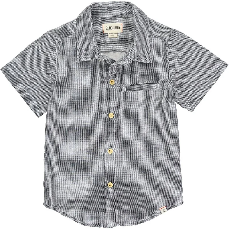 Online Exclusive Boy's Newport Button Down Shirt In Charcoal Microcheck