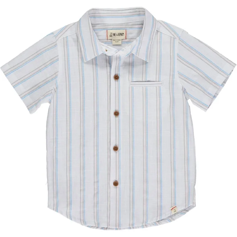 Bargain Bin Boy's Newport Button Down Shirt In Cool Stripe