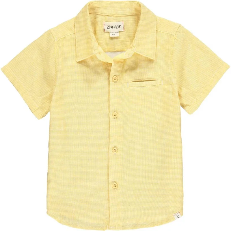 Big Discounts Boy's Newport Button Down Shirt In Gold Microcheck
