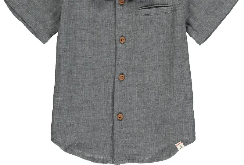 Referral Discount Boy's Newport Button Down Shirt In Grey Gauze