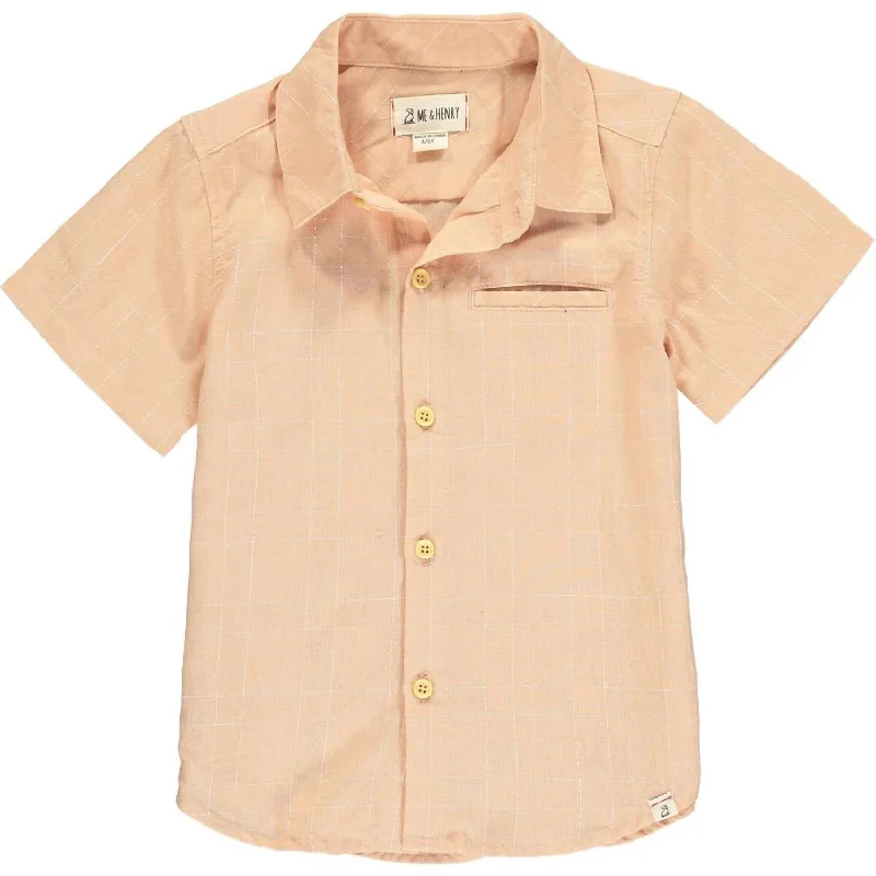 Today’s Special Boy's Newport Button Down Shirt In Peach Grid