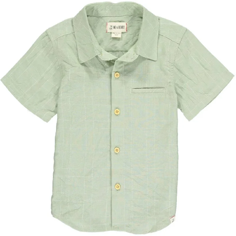 Get It Before It’s Gone Boy's Newport Button Down Shirt In Sage Grid