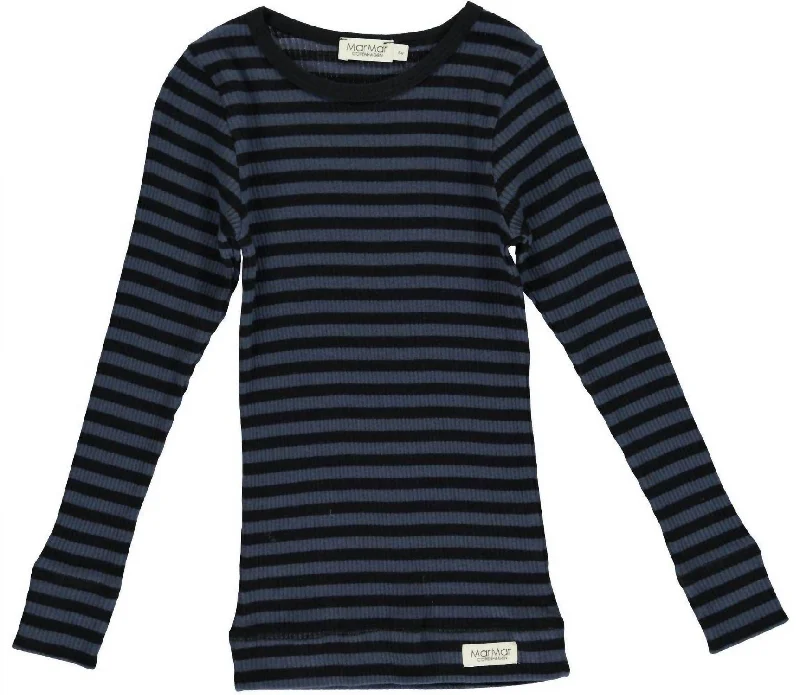 Buy More, Save More Boys Striped Ribbed Long Sleeve Shirt In Black/blue