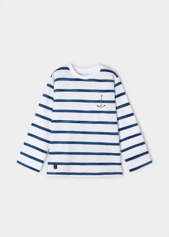 New Arrival Boys' Striped T-Shirt In Whit-Navy