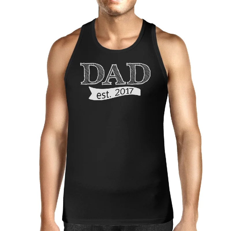 Mega Sale Dad Est 2017 Mens Black Unique Graphic Tank Top Cute New Dad Gifts
