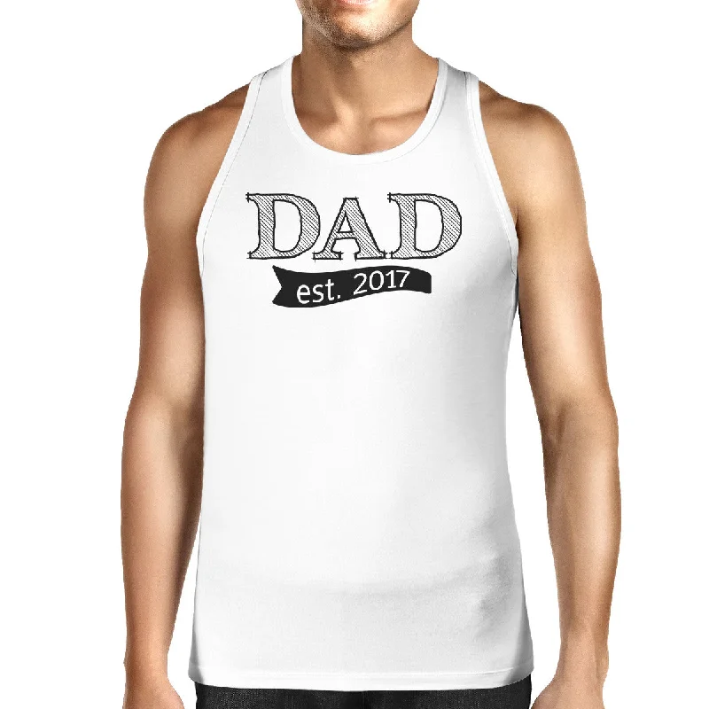 Weekend Special Dad Est 2017 Mens White Sleeveless Top Funny Fathers Day Tank Top