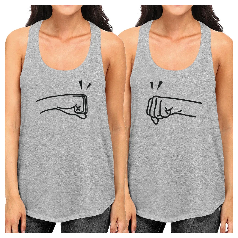 Unmissable Offer Fists Pound BFF Matching Grey Tank Tops