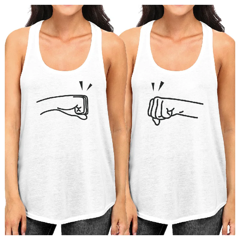 Take Advantage Fists Pound BFF Matching White Tank Tops