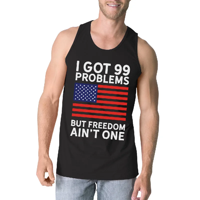 Huge Discounts Freedom Ain't One Mens Black Tank Top Funny 4th Of July Tank Top