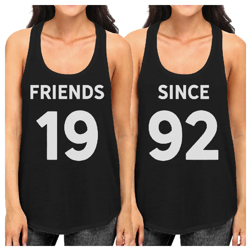 Low Prices Friends Since Custom Years BFF Matching Black Tank Tops