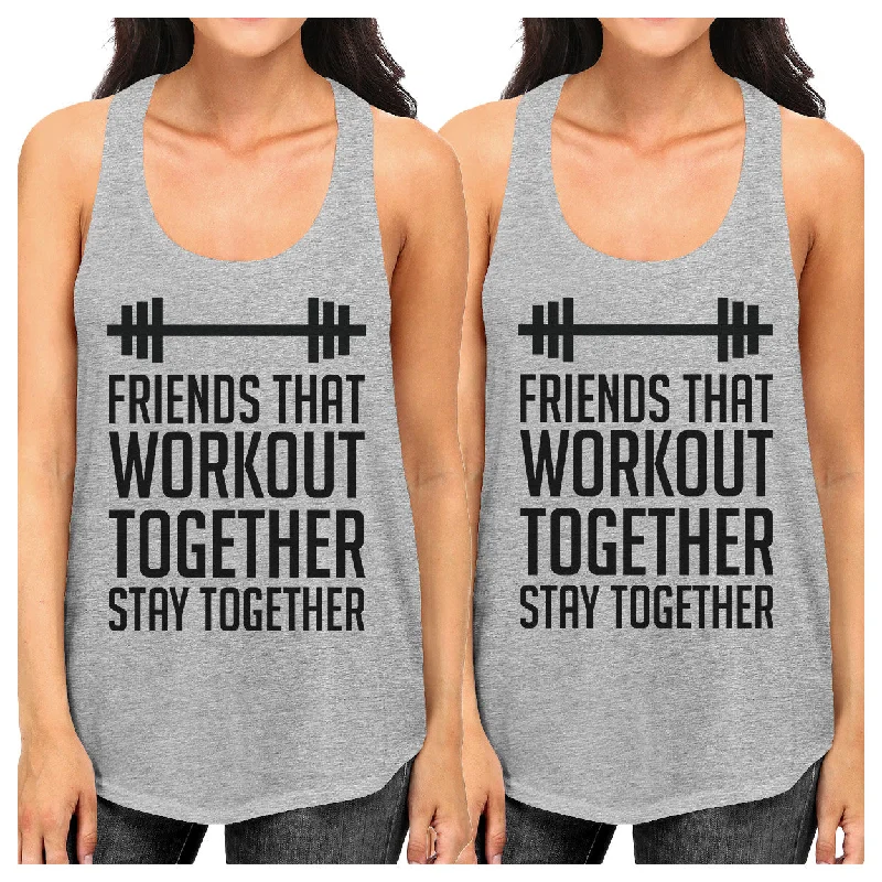 Stock Clearance Friends That Workout Together BFF Matching Grey Tank Tops