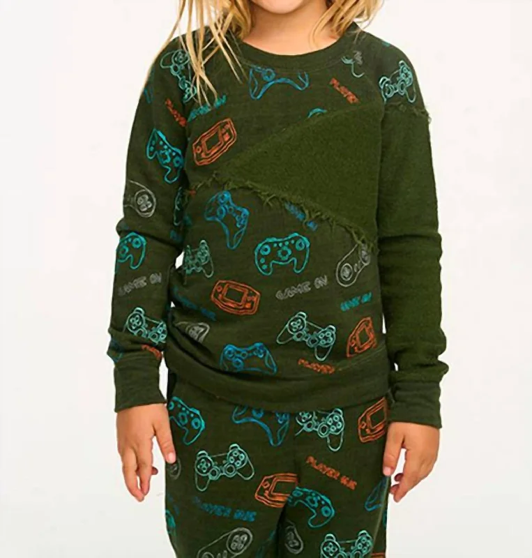 Limited Edition Gamer Raglan Pullover In Forest Night Green