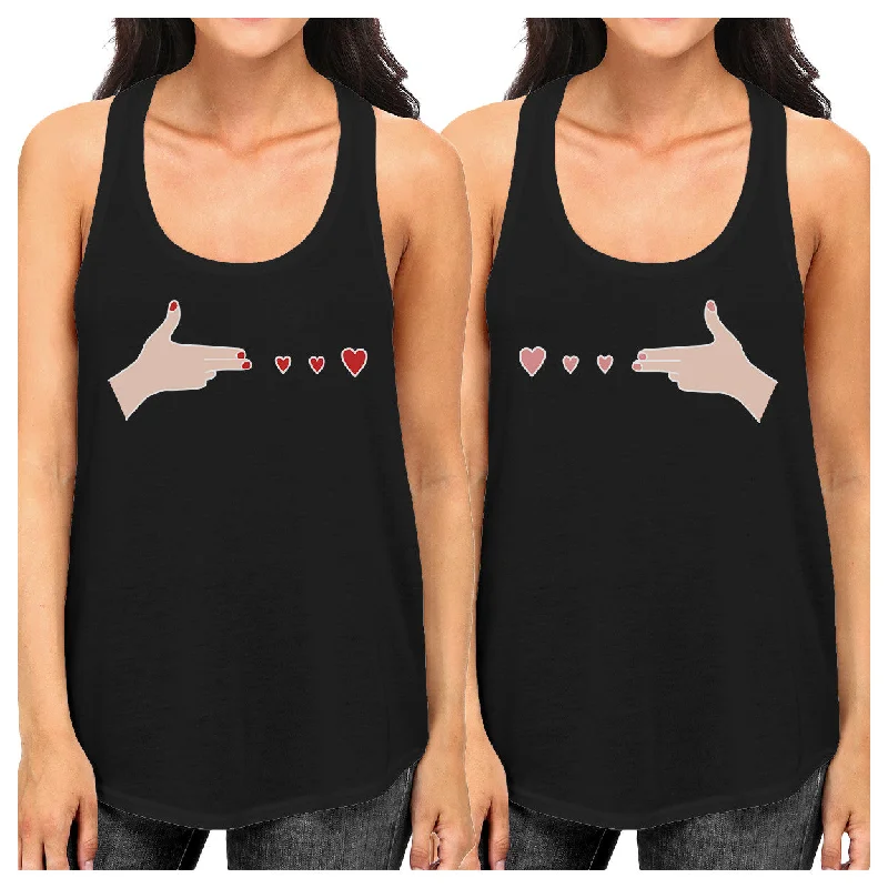 Exclusive Savings Gun Hands With Hearts BFF Matching Black Tank Tops
