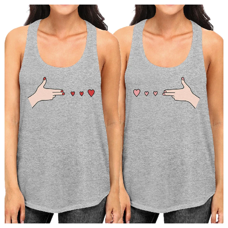 Deep Discounts Gun Hands With Hearts BFF Matching Grey Tank Tops
