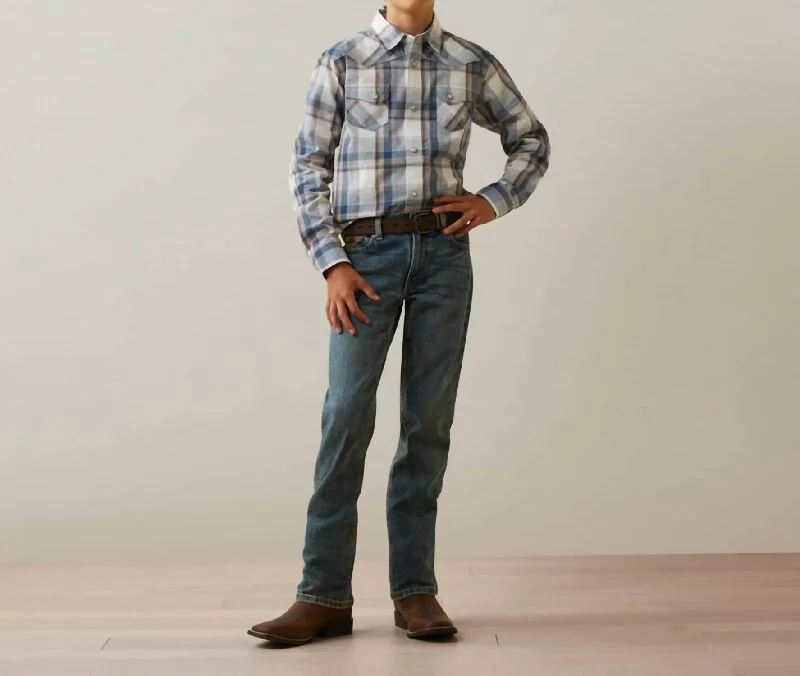 Major Savings Haston Retro Snap Western Shirt In Blue/white