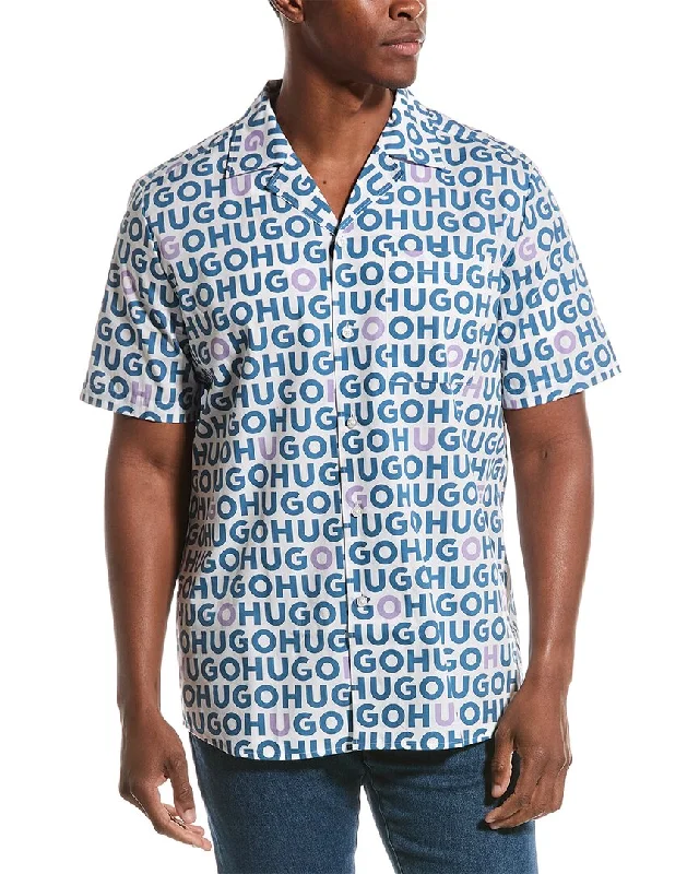 Online Exclusive HUGO Hugo Boss Logo Print Straight Fit Woven Shirt