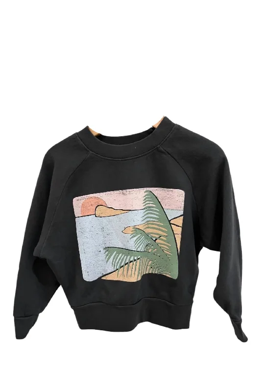 Super Deal Kid's Secret Spot Boxy Sweatshirt In Faded Black