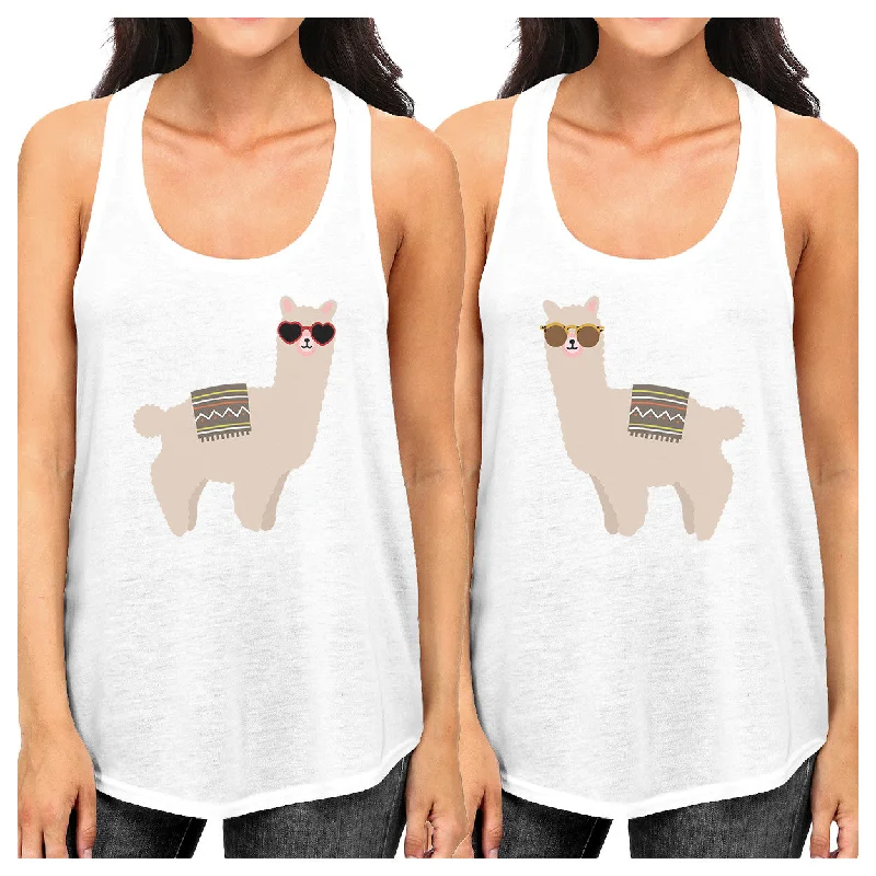 Price Drop Llamas With Sunglasses BFF Matching White Tank Tops
