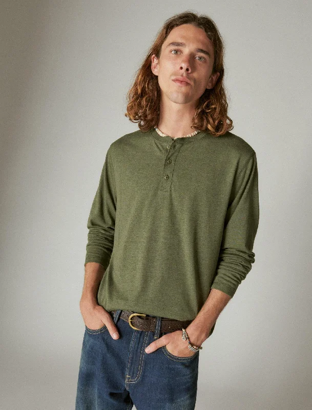Markdowns Lucky Brand Men's Tencel Long Sleeve Henley