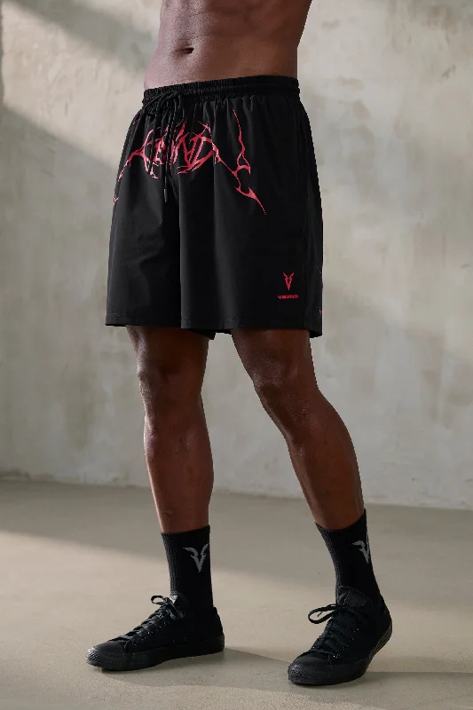 Price Drop V_LYTE 7" RED VEINS GRAPHIC SHORTS - Black