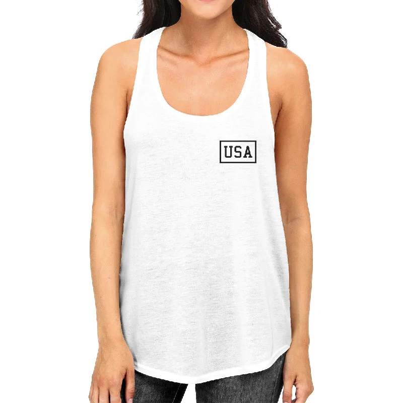 YEAR-End Clearance Mini USA Womens White Sleeveless Top 4th Of July Decorative Tanks
