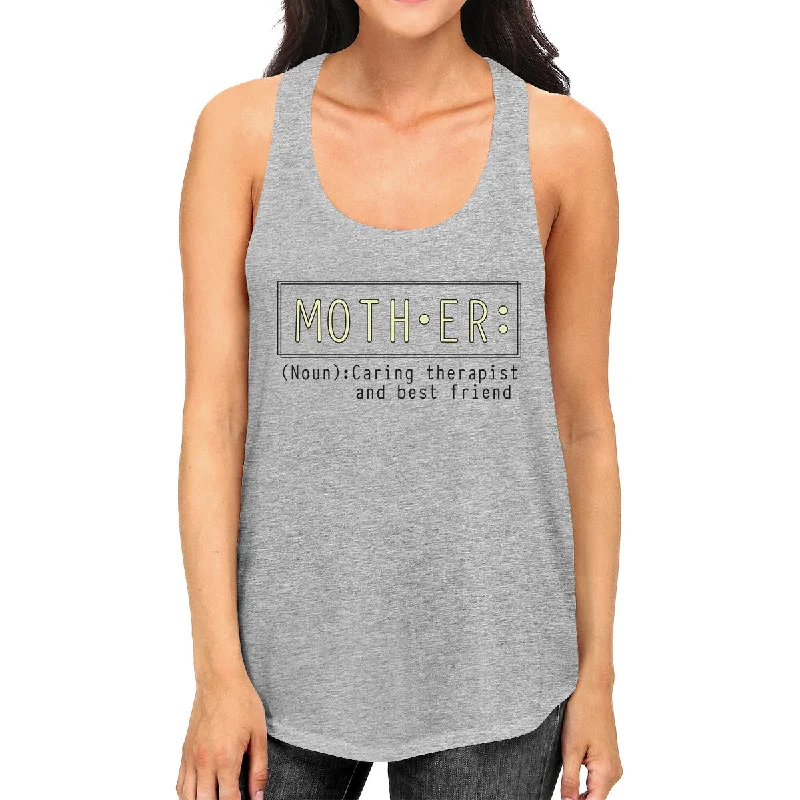 Online Exclusive Mother Therapist Women's Gray Cute Design Tank Top Gift For Moms