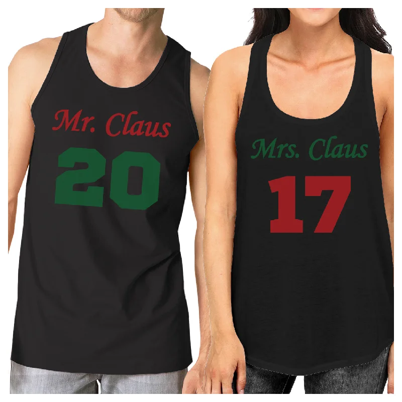 Great Deals Mr. And Mrs. Claus Matching Couple Black Tank Tops