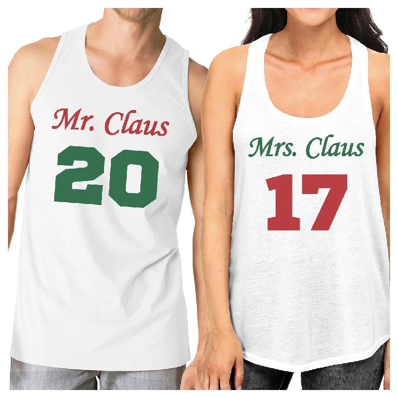 Discount Deals Mr. And Mrs. Claus Matching Couple White Tank Tops