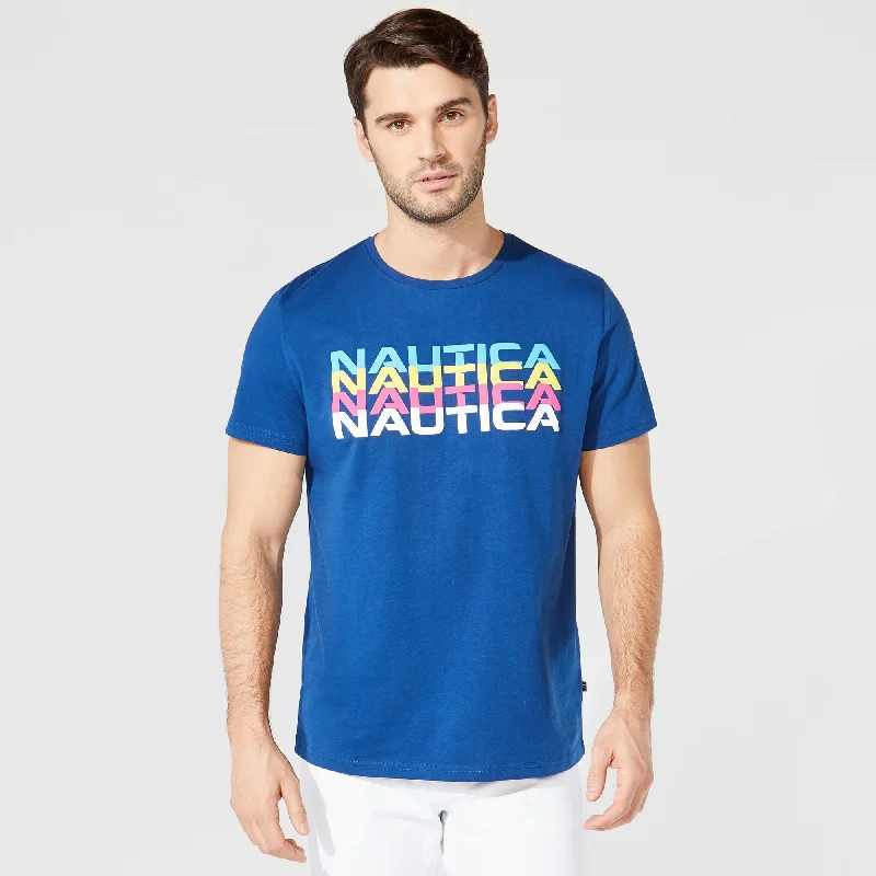 Savings Galore Nautica Mens Big & Tall Multiple Logo Graphic T-Shirt