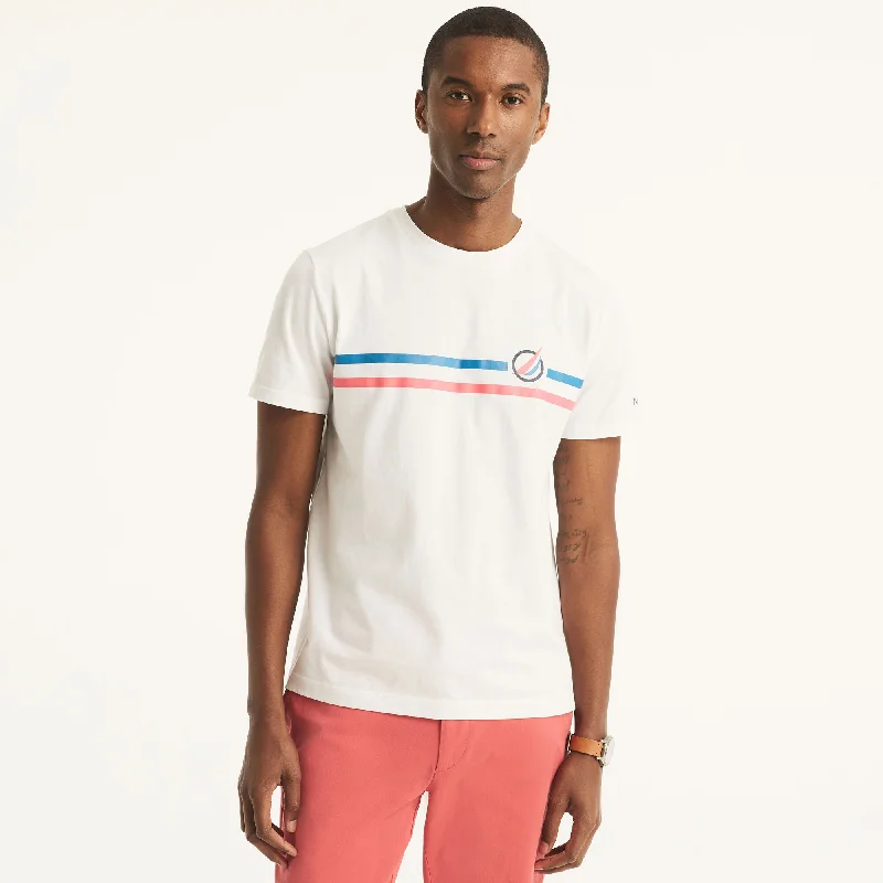 Take Advantage Nautica Mens Chest-Stripe Crewneck T-Shirt