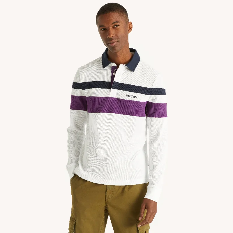 Exclusive Deal Nautica Mens Classic Fit Long-Sleeve Waffle Rugby Polo
