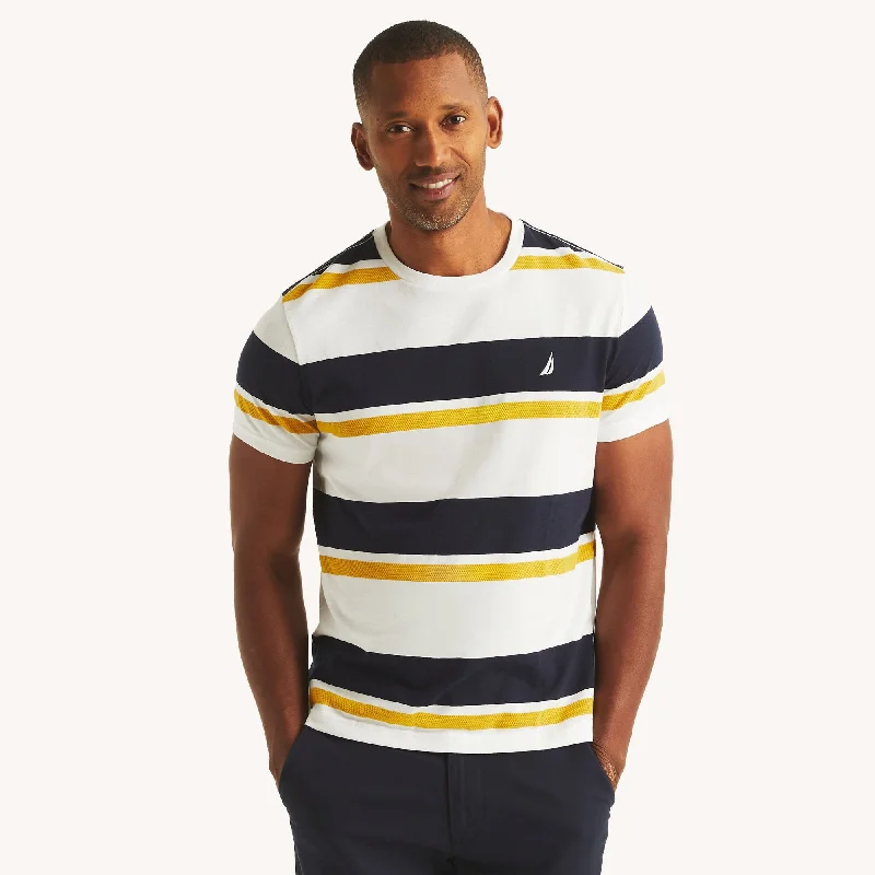 Super Deal Nautica Mens Striped Crewneck T-Shirt